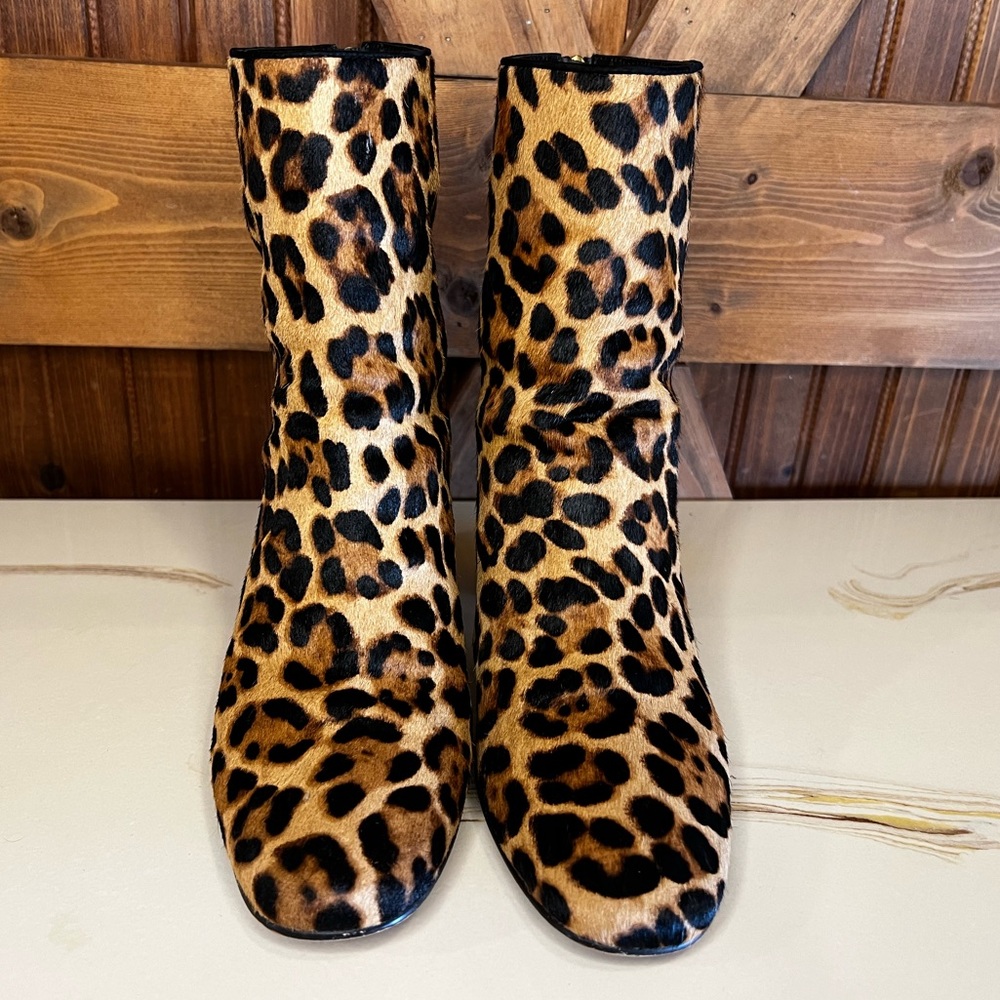 J Crew Sadie Womens Brown Ankle Boot Leopard Print Calf Hair Women’s Size 9 - Picture 4 of 9